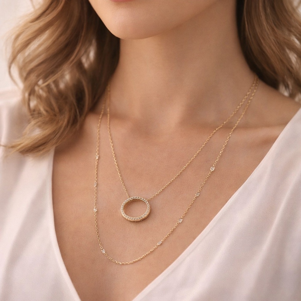 Elegant Gold Layered Necklace Set (2 chains) - Picture 2 of 8